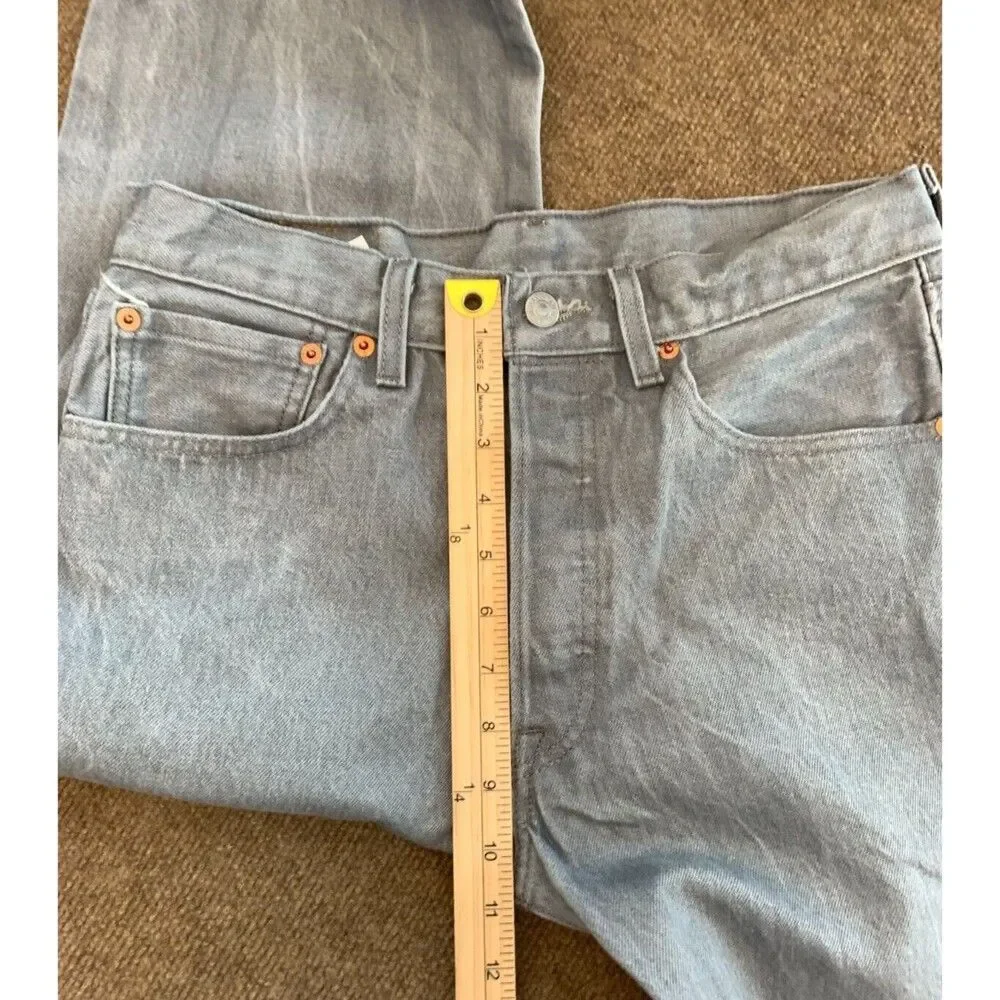 Levis 501 Jeans Mens 33x36 Button Fly Straight Leg Y2K Gray Wash Original Denim
